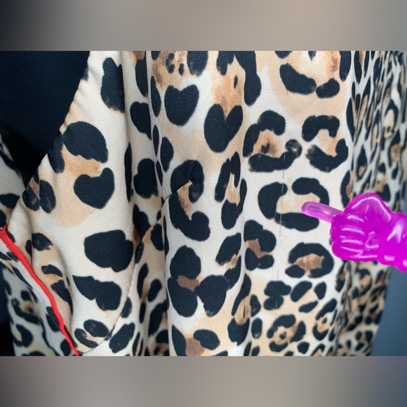 Leopard Print Jumpsuit Topshop Wide Leg Cropped with Red Stripe Sides - Picture 15 of 17